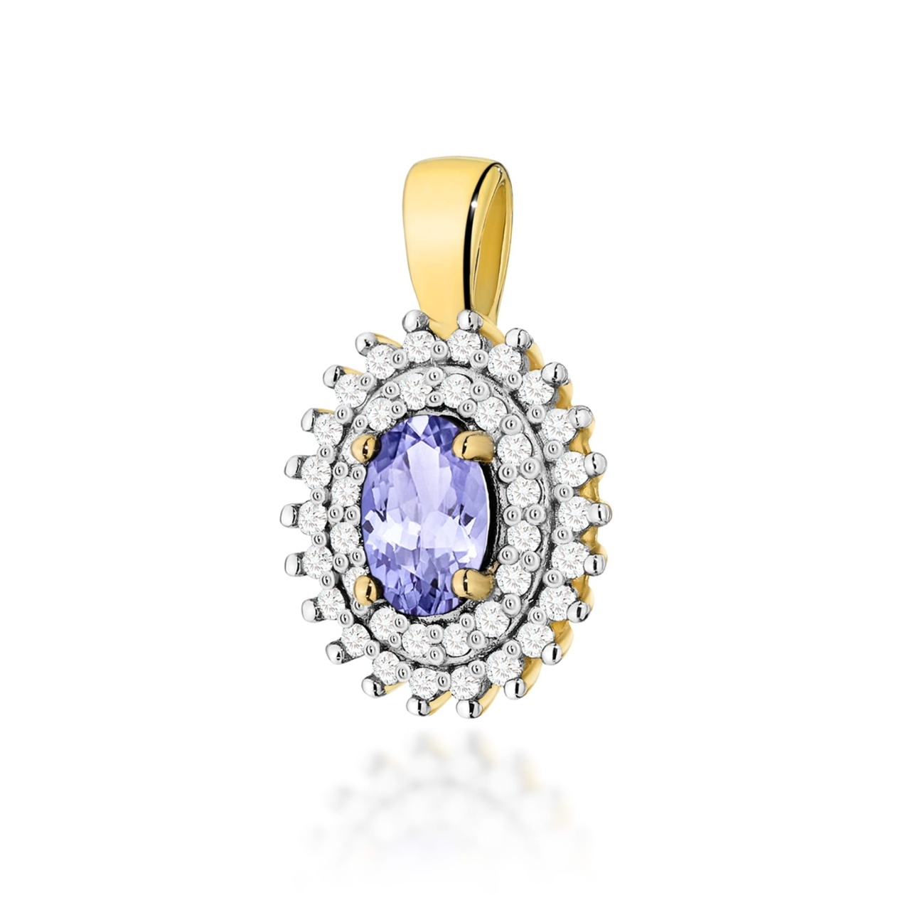 Pandantiv Aur 14K cu Tanzanit 0.40 ct si Diamante Naturale 0.19 ct (Varianta: Roz)