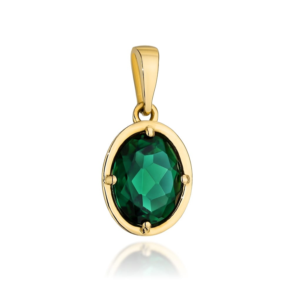 Pandantiv din aur din colectia "PIATRA COLORATA" - cuart oval verde (Greutate: 1.48)