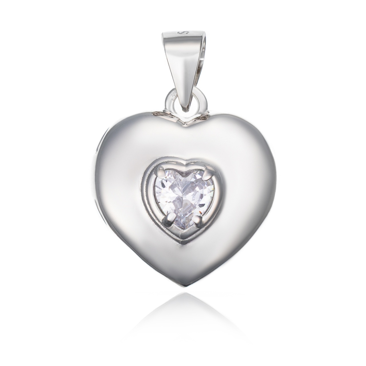 Pandantiv personalizabil Heart din argint 925 cu cristal alb