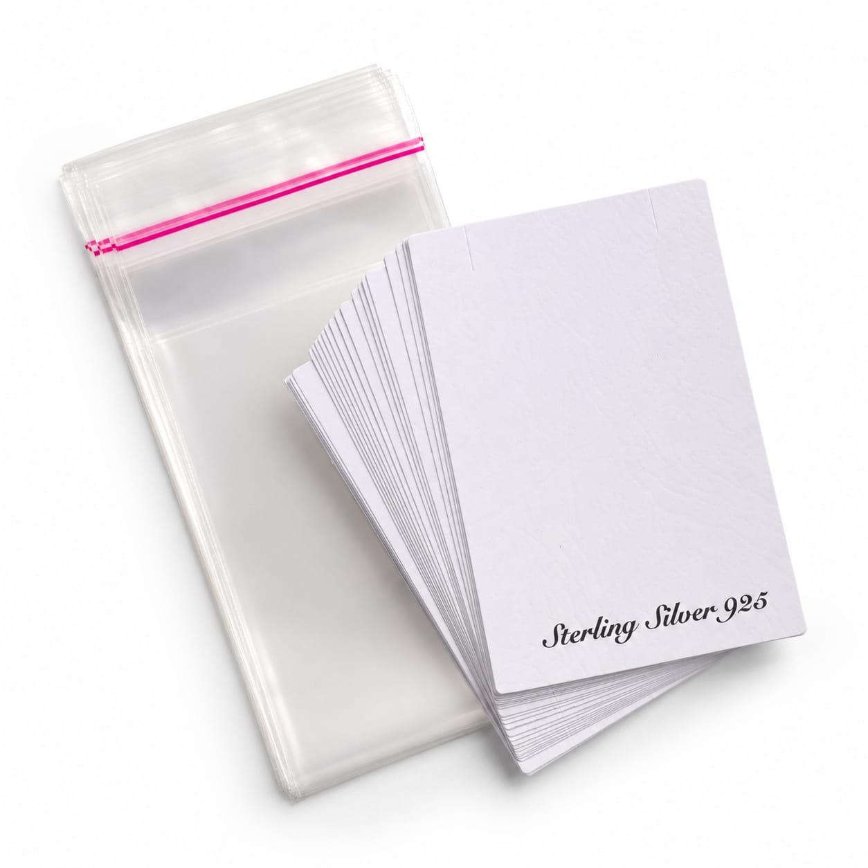Set 100 ambalaje de colier carton + folie - 925 - medium size 5.3x8cm