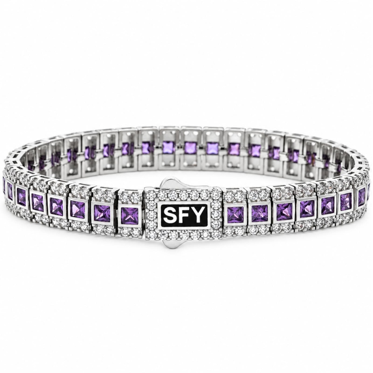 Brățară Tennis SFY din Argint 925 cu Cristale Zirconia Mov (Lungime: 17cm)