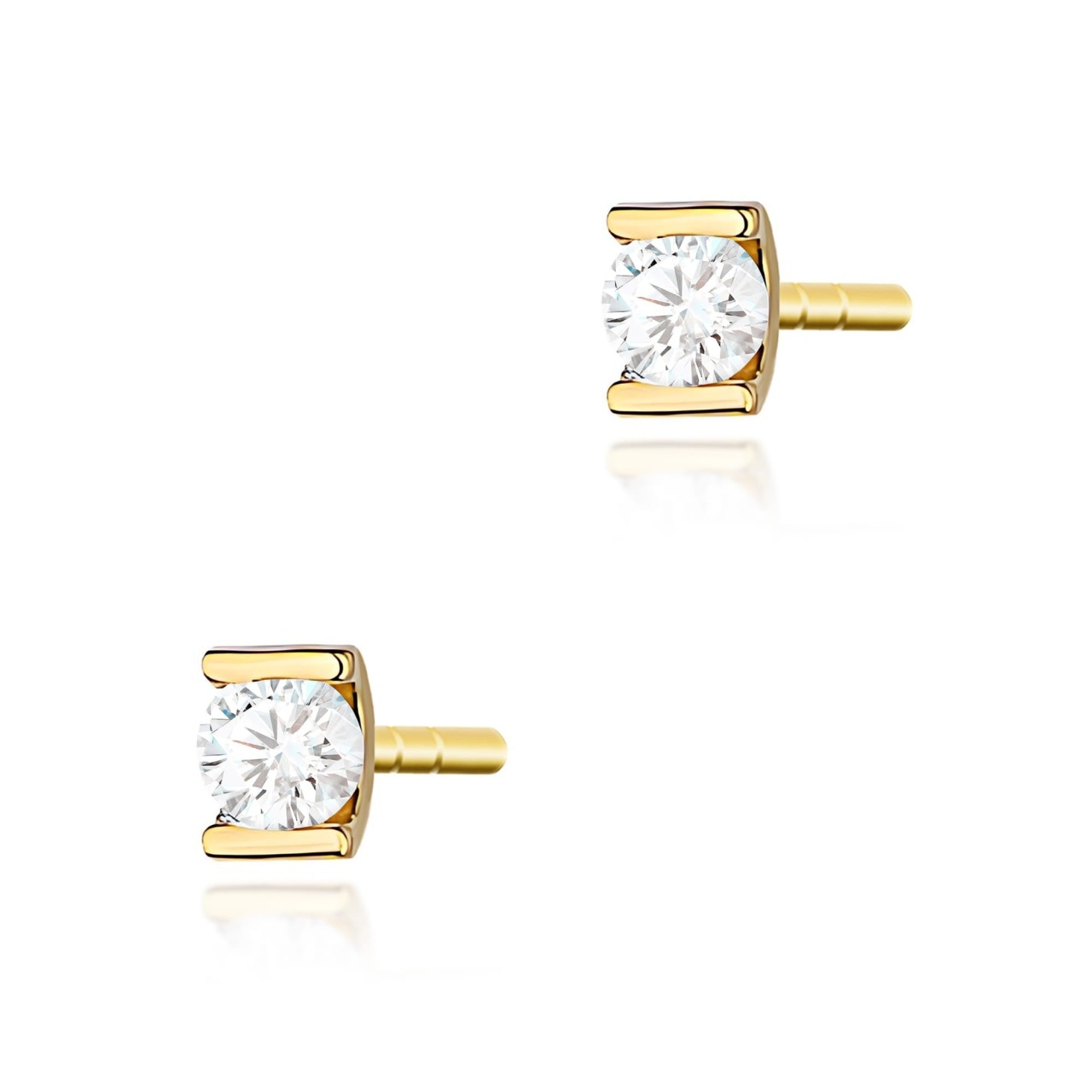 Cercei Aur 14K cu Diamant Natural 0.04 ct (Varianta: Galben)