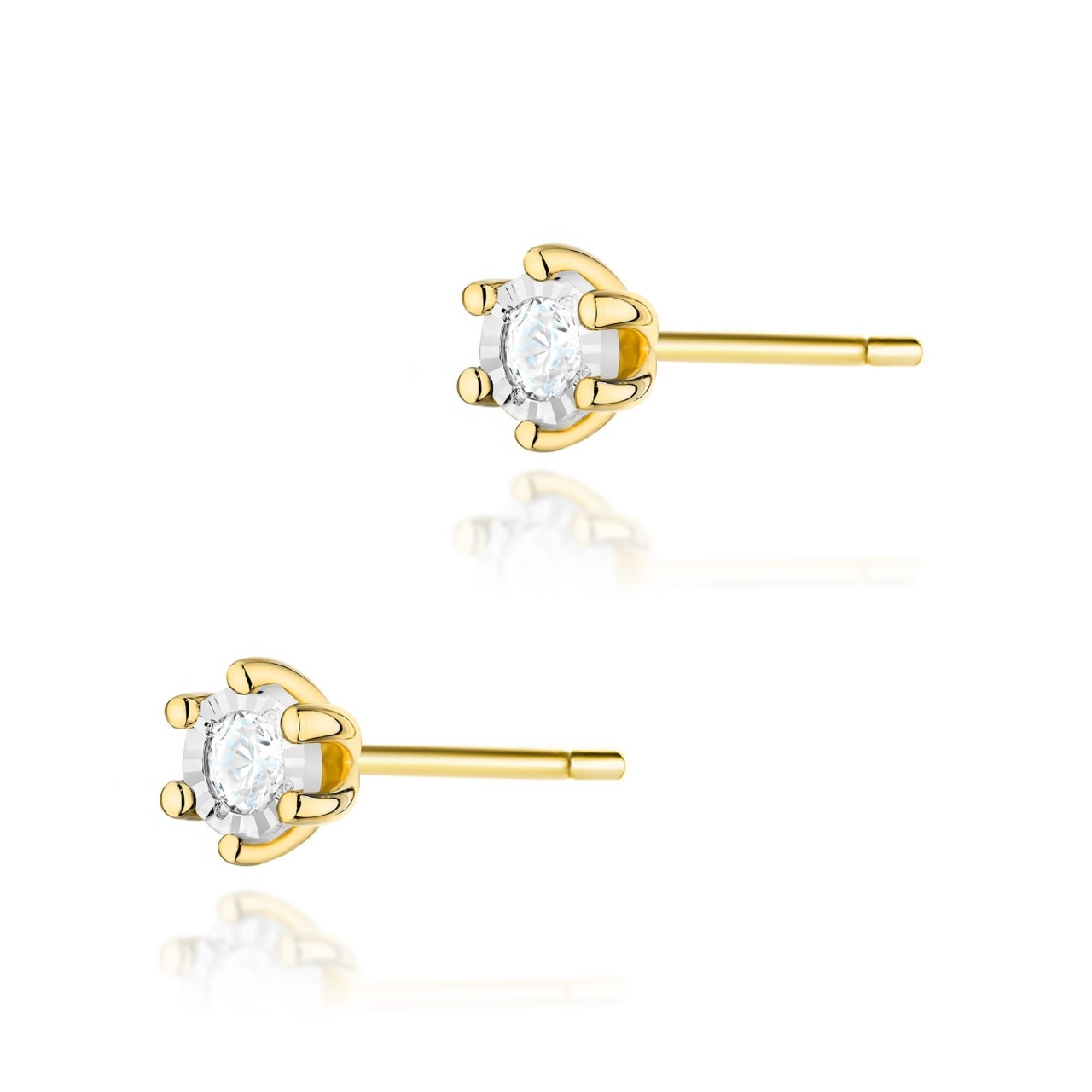 Cercei Aur 14K cu Diamant Natural 0.08 ct (Varianta: Alb)