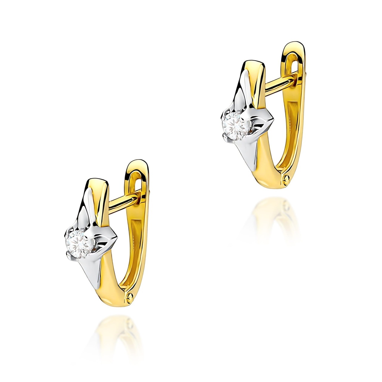 Cercei Aur 14K cu Diamant Natural 0.08 ct (Varianta: Galben)