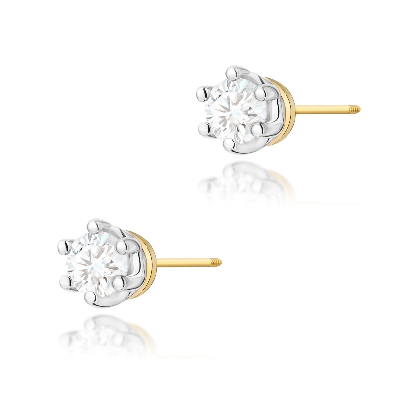Cercei Aur 14K cu Diamant Natural 0.15 ct Filet cu Protectie (Varianta: Roz)
