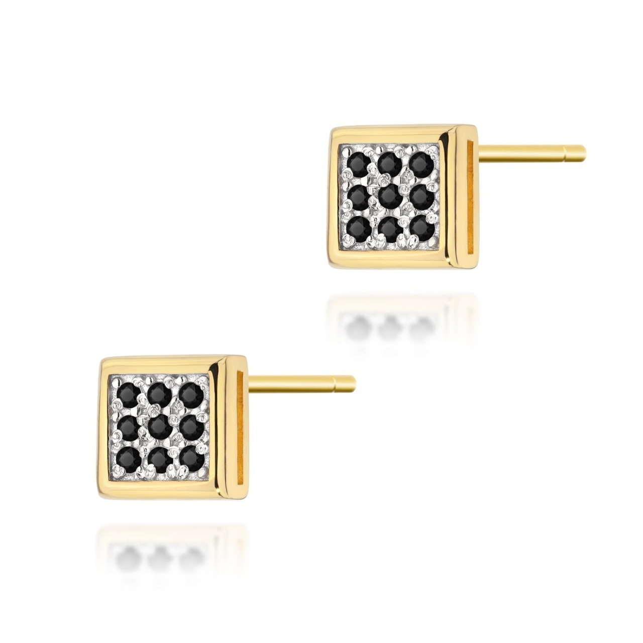 Cercei Aur 14K cu Diamante Naturale Negre 0.09 ct (Varianta: Galben)
