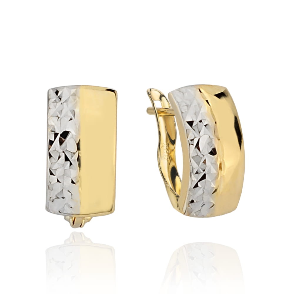 Cercei Aur 14k cu Model Ajurat Alb si Neted (Greutate: 1.31)