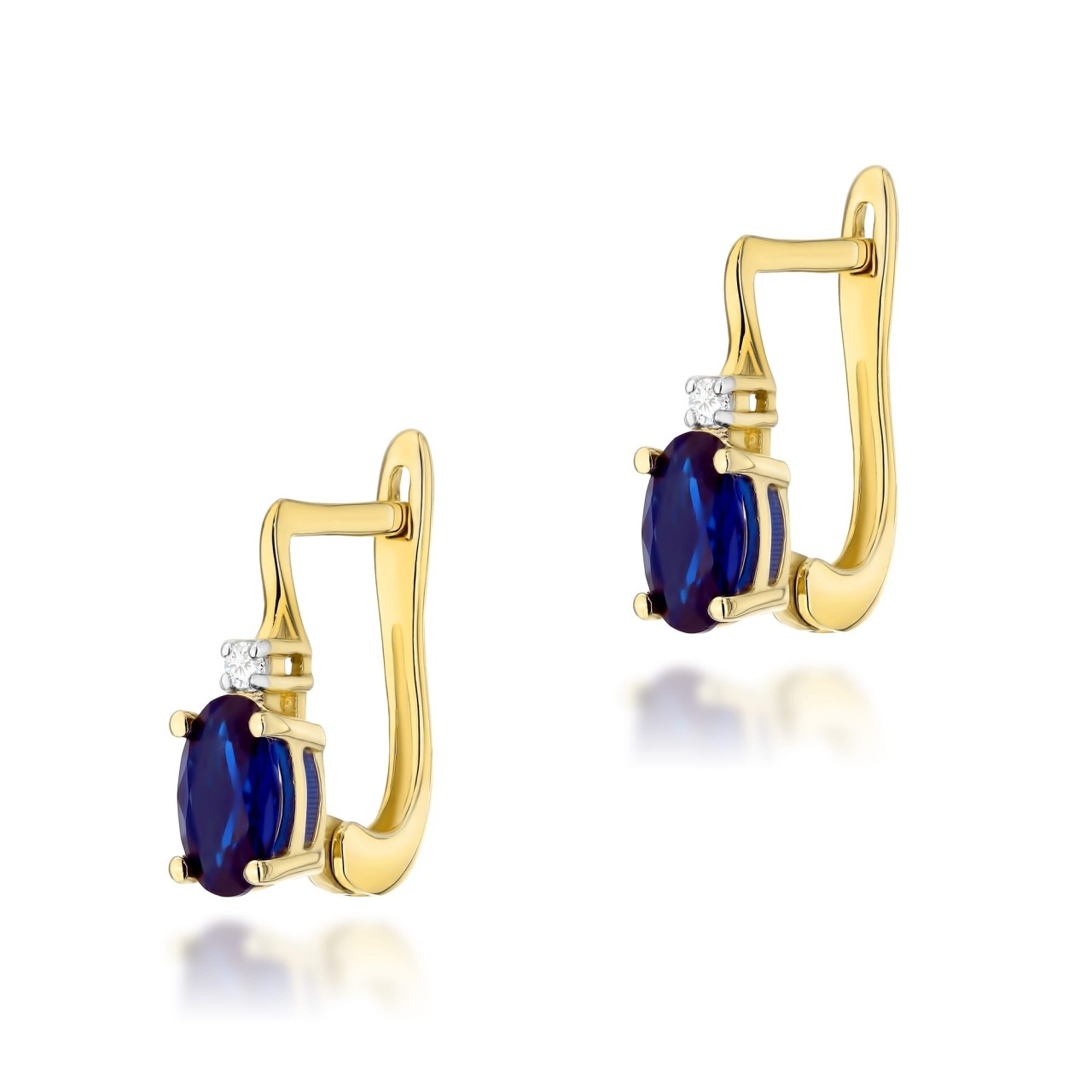 Cercei Aur 14K cu Safir 0.70 ct si Diamante Naturale 0.03 ct (Varianta: Galben)
