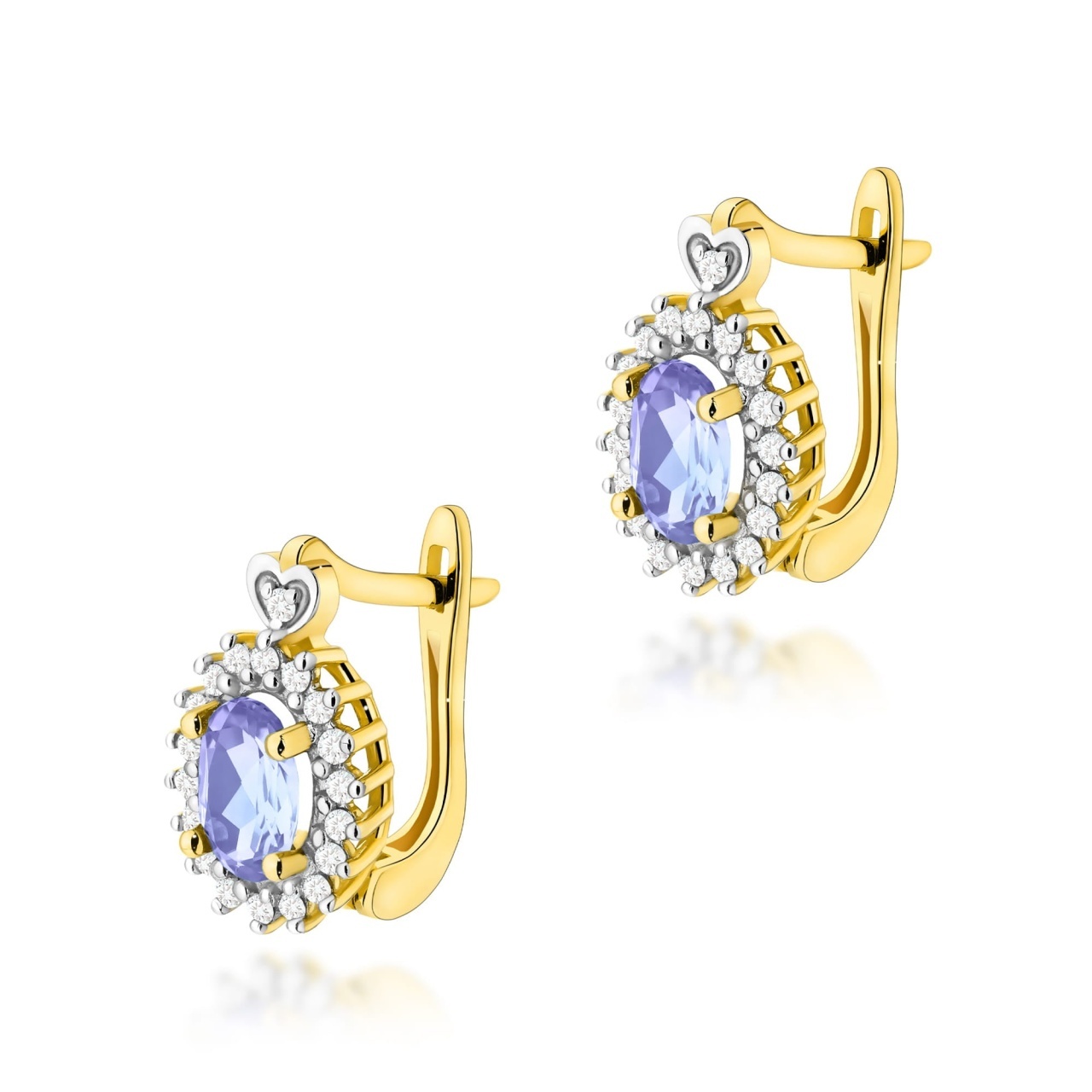 Cercei Aur 14K cu Tanzanit 0.40 ct si Diamante Naturale 0.19 ct (Varianta: Galben)