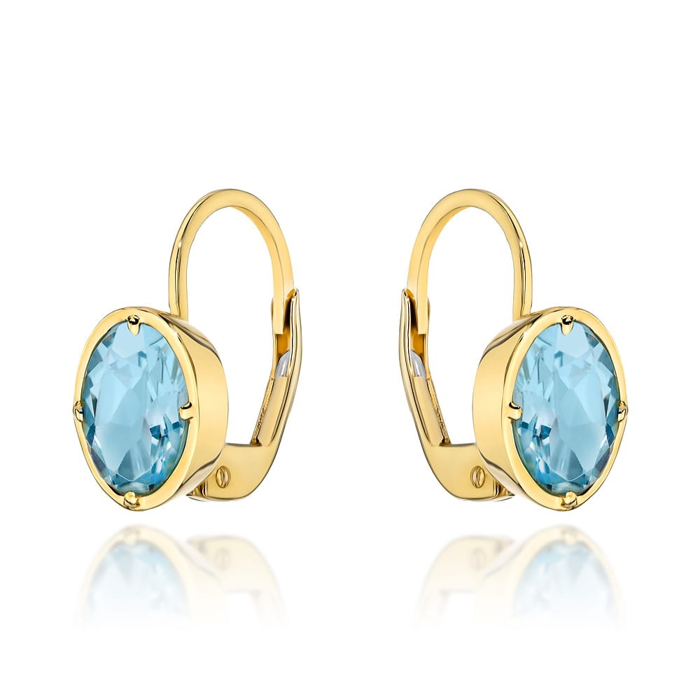 Cercei Aur 14k cu Topaz Albastru (Greutate: 3.38)