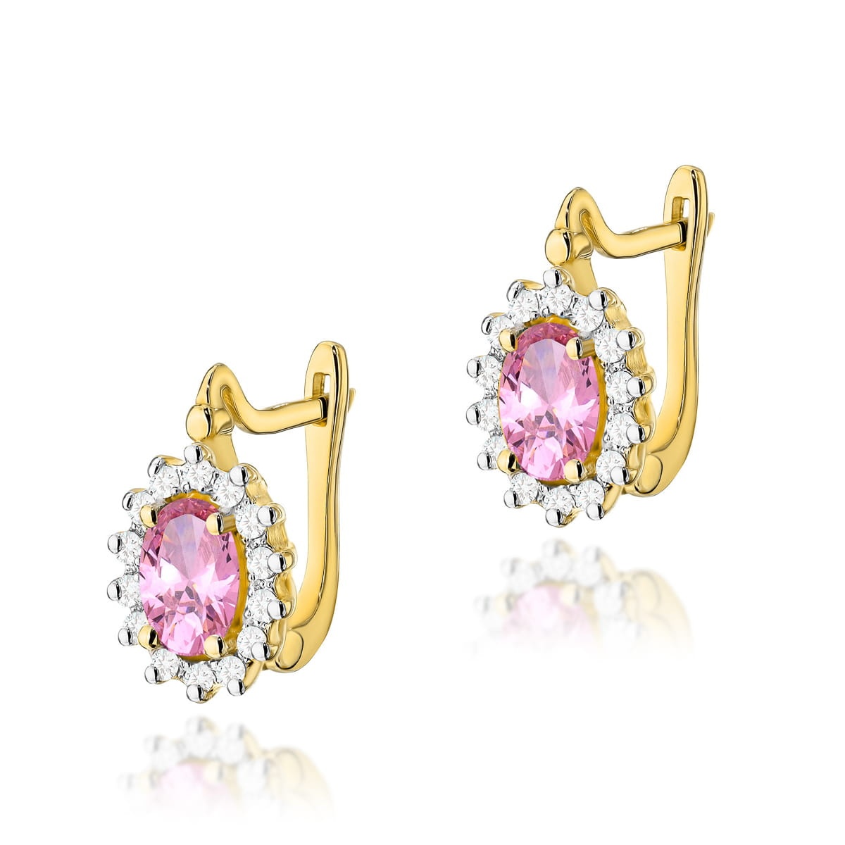 Cercei Aur 14K cu Topaz Roz 0.50 ct si Diamante Naturale 0.24 ct (Varianta: Galben)