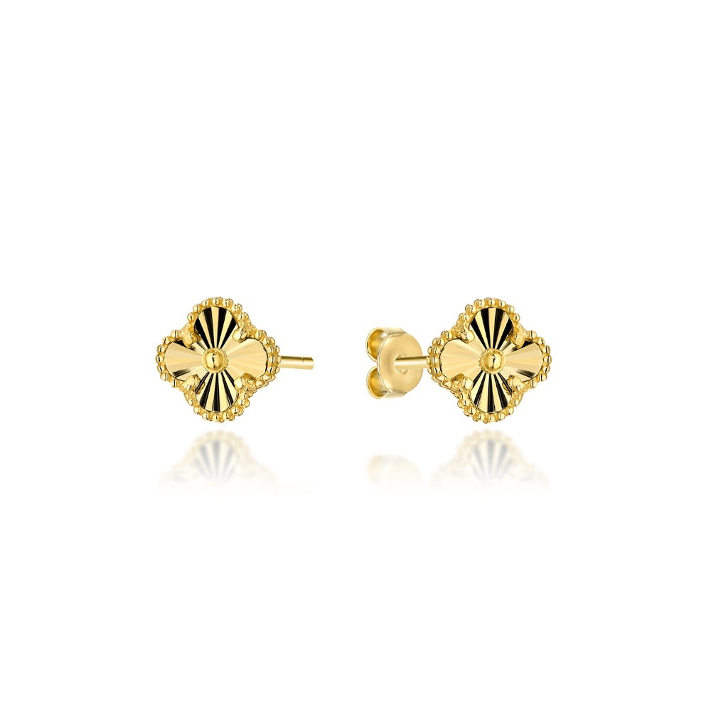 Cercei Aur 14K Trifoi Diamantat 6mm (Greutate: 1.14)