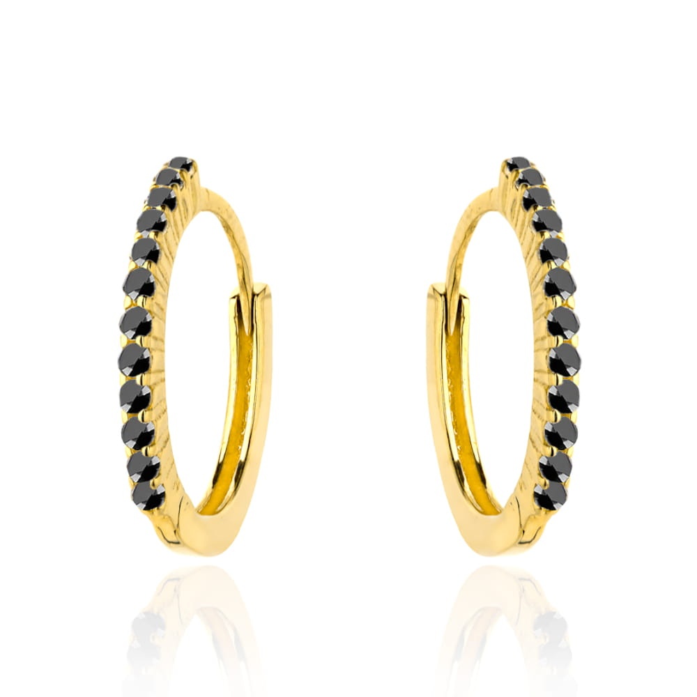 Cercei Creole Aur 14k cu Zirconii Negre (Greutate: 1.05)