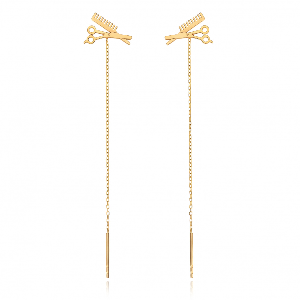 Cercei Hairstylist din AUR 14K cu lantisor