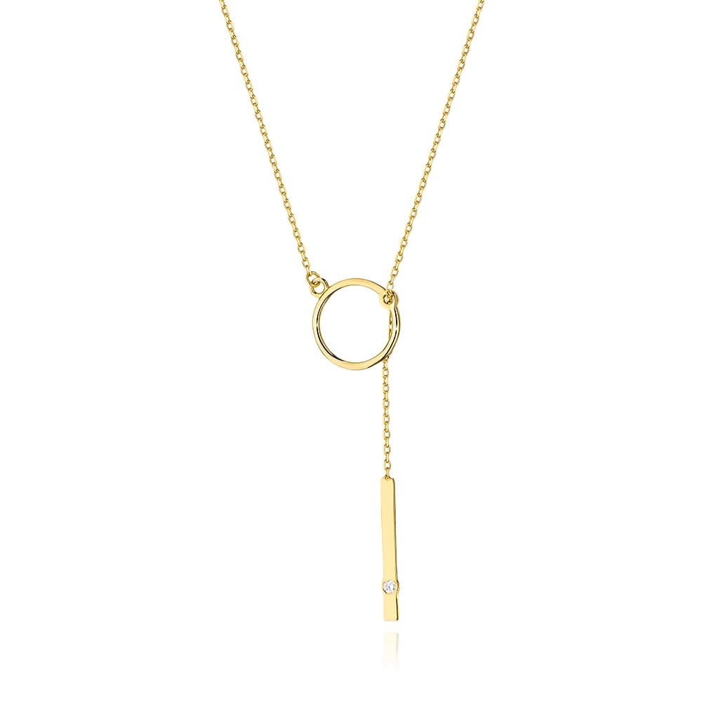 Colier Aur 14K cu Diamant Natural 0.01 ct (Varianta: Alb)