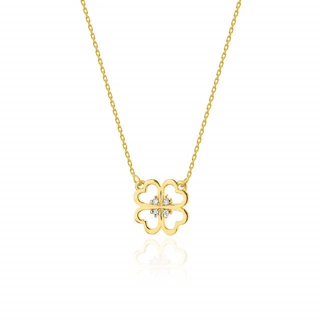 Colier Aur 14K cu Diamante Naturale 0.02 ct (Varianta: Galben)
