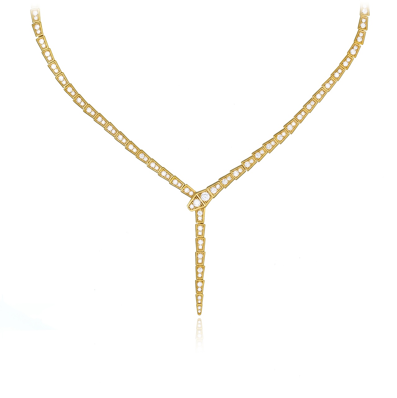 Colier Geometric Snake din argint 925 placat cu aur (Lungime: 37cm)