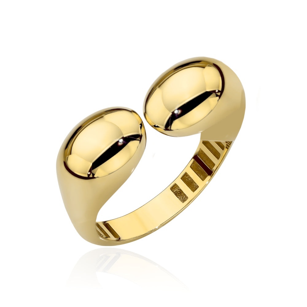 Inel Aur 14K cu Bile Netede Alungite (Greutate: 2.43, Măsură: 12)