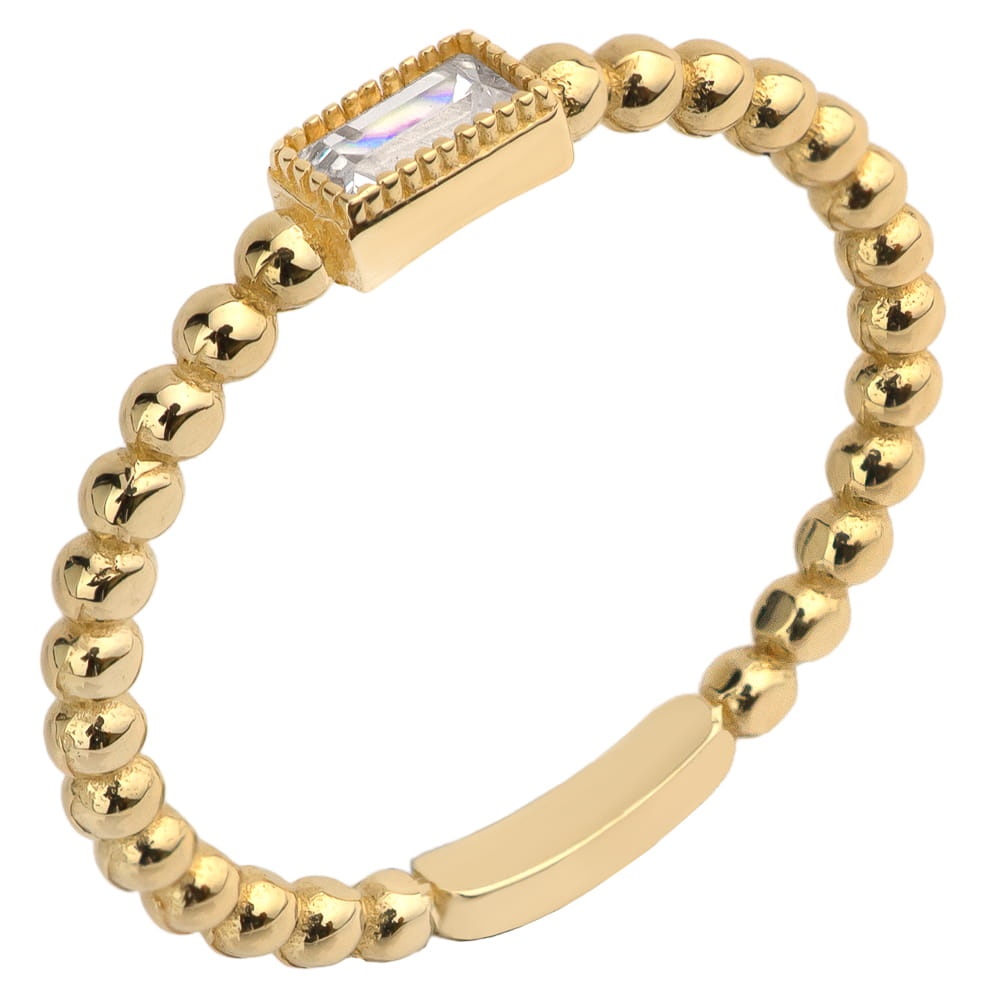 Inel Aur 14k cu Bilute si Zircon Alb (Greutate: 1.43, Măsură: 9)