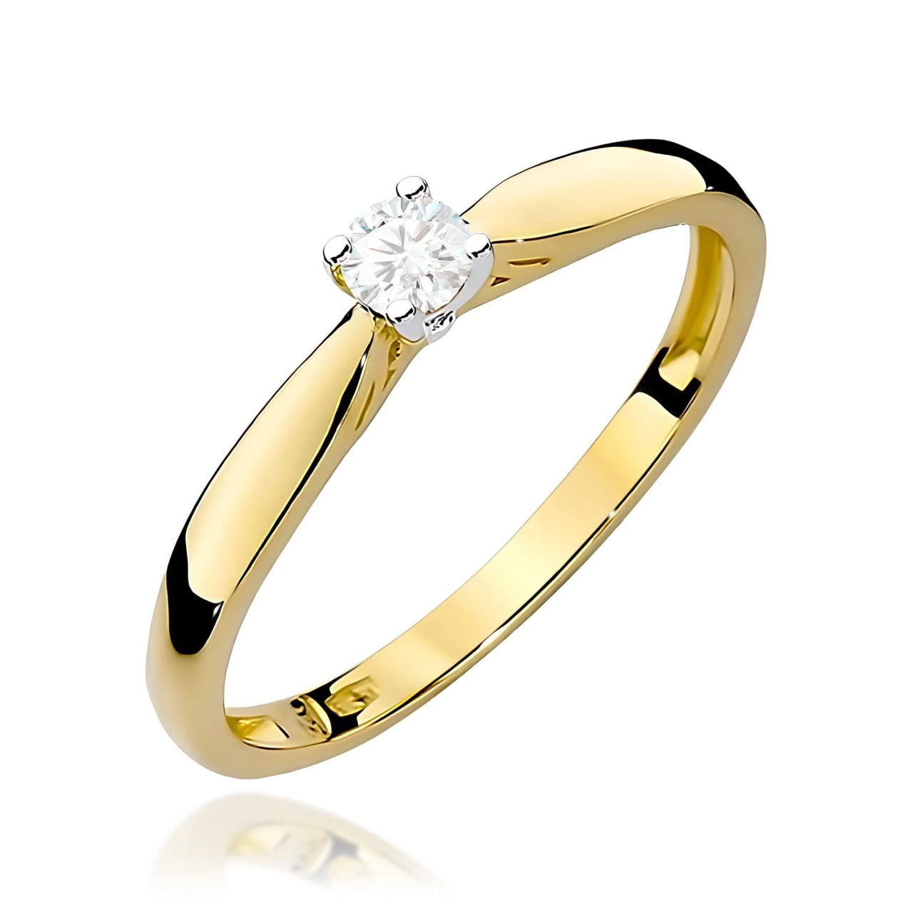 Inel Aur 14K cu Diamant de Laborator 0.10 ct (Varianta: Roz)