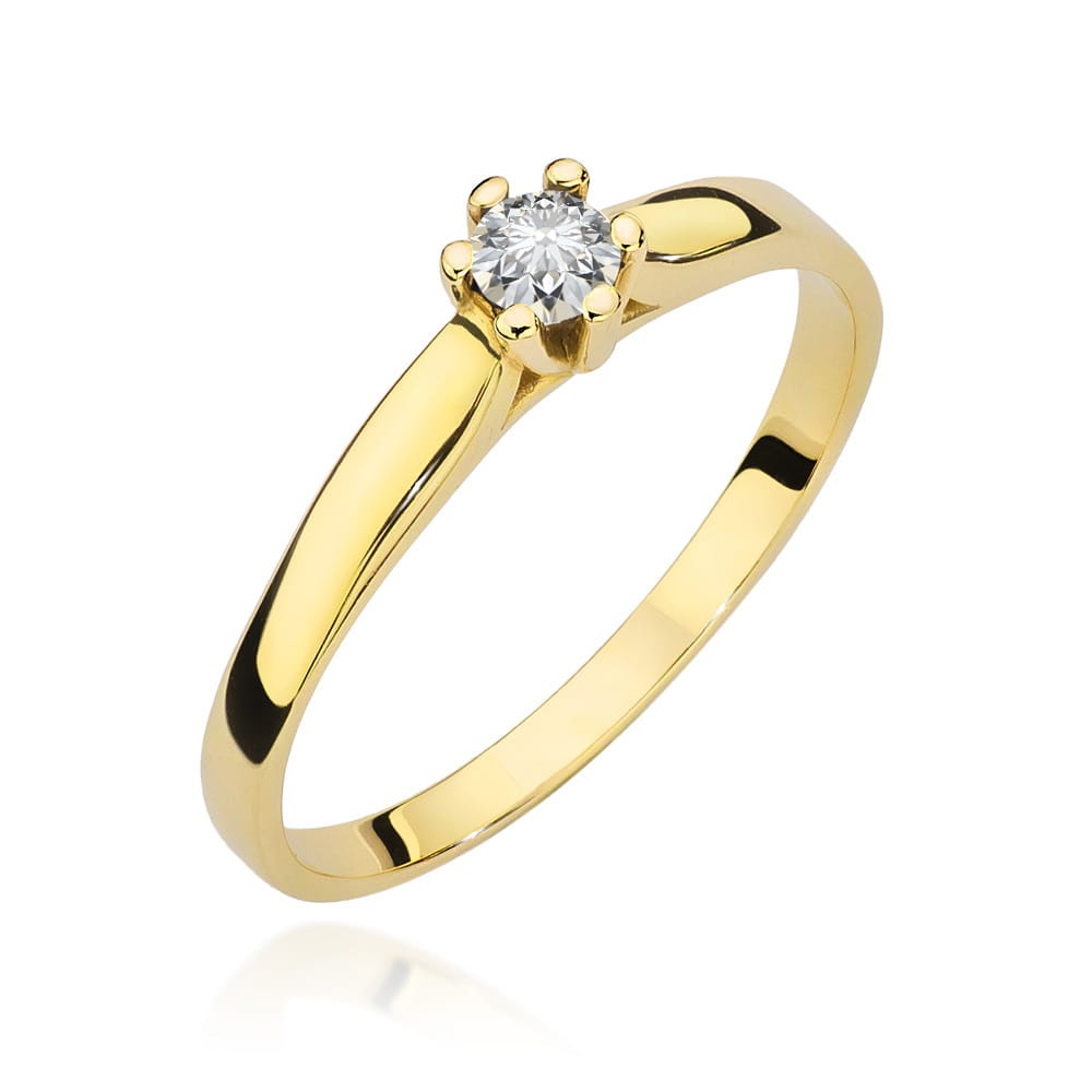 Inel Aur 14K cu Diamant de Laborator 0.15 ct (Varianta: Galben)