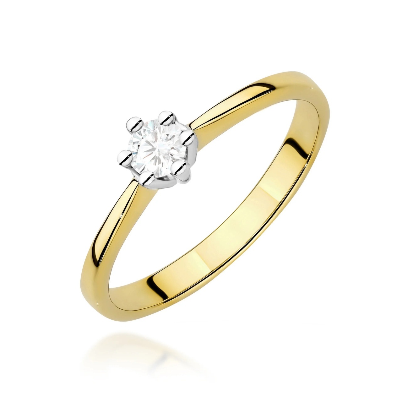Inel Aur 14K cu Diamant de Laborator 0.20 ct (Varianta: Galben)