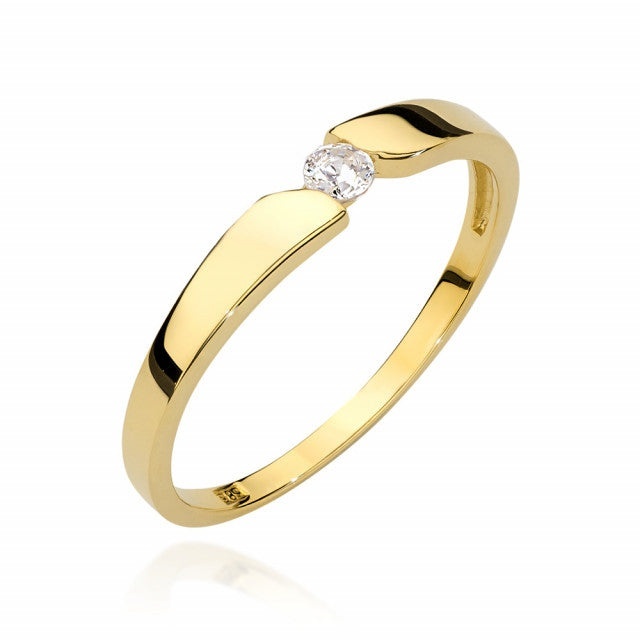Inel Aur 14K cu Diamant Natural 0.08 ct (Varianta: Galben)