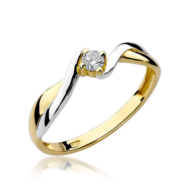 Inel Aur 14K cu Diamant Natural 0.08 ct (Varianta: Galben)
