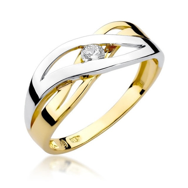Inel Aur 14K cu Diamant Natural 0.10 ct (Varianta: Galben)