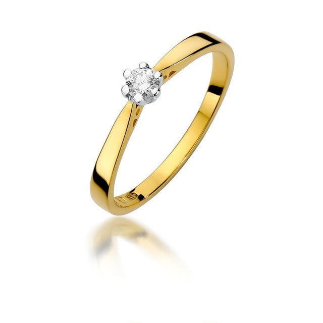 Inel Aur 14K cu Diamant Natural 0.10 ct (Varianta: Galben)