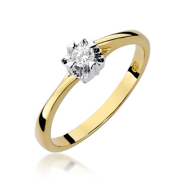 Inel Aur 14K cu Diamant Natural 0.10 ct (Varianta: Galben)