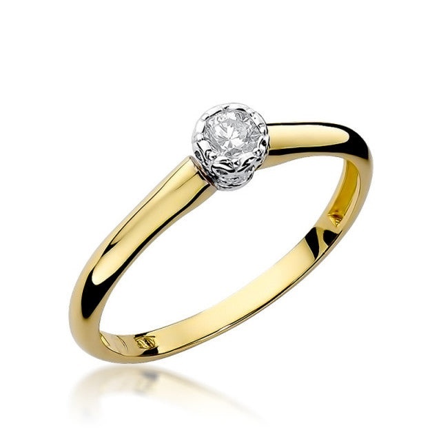 Inel Aur 14K cu Diamant Natural 0.13 ct (Varianta: Galben)