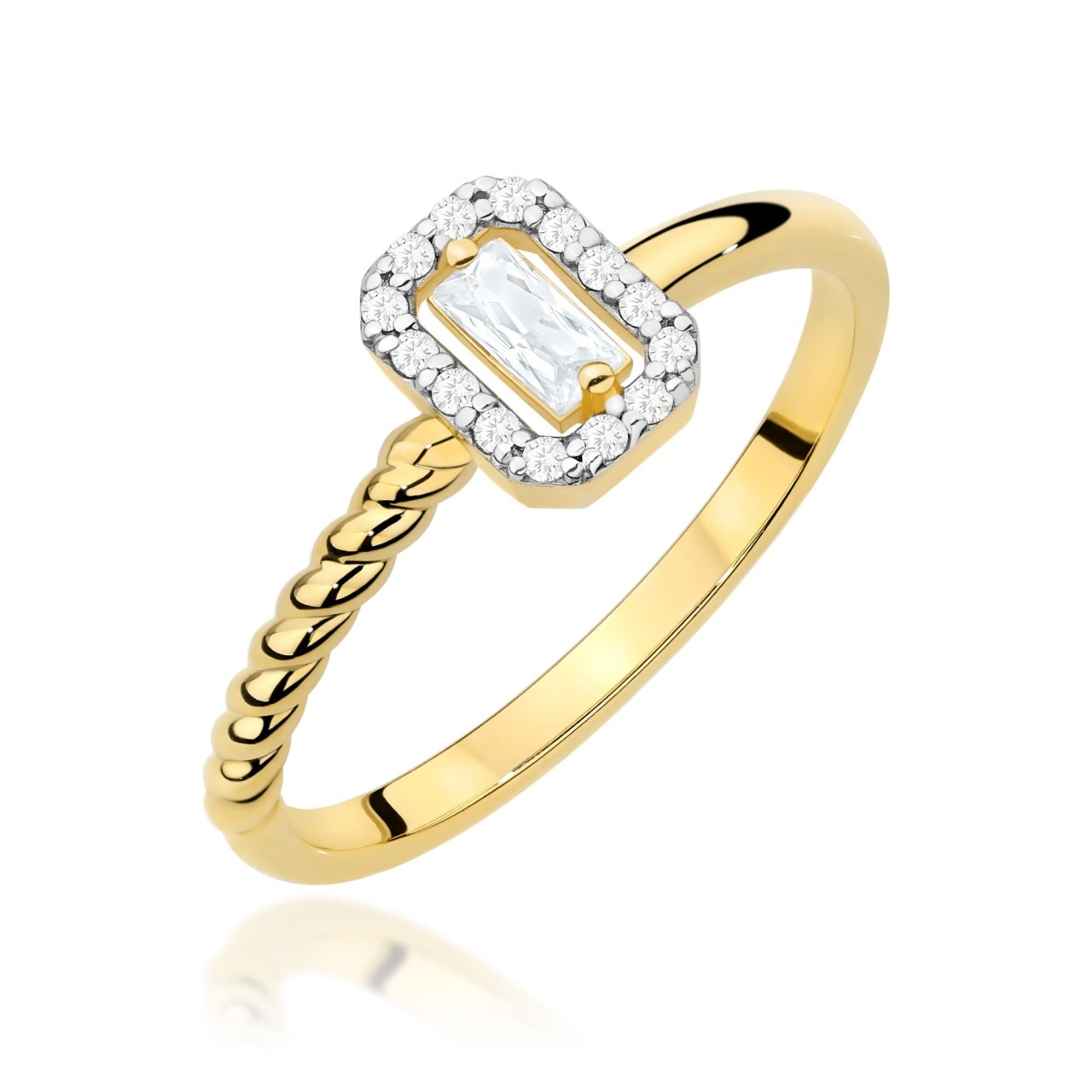 Inel Aur 14K cu Diamant Natural 0.13 ct (Varianta: Galben)