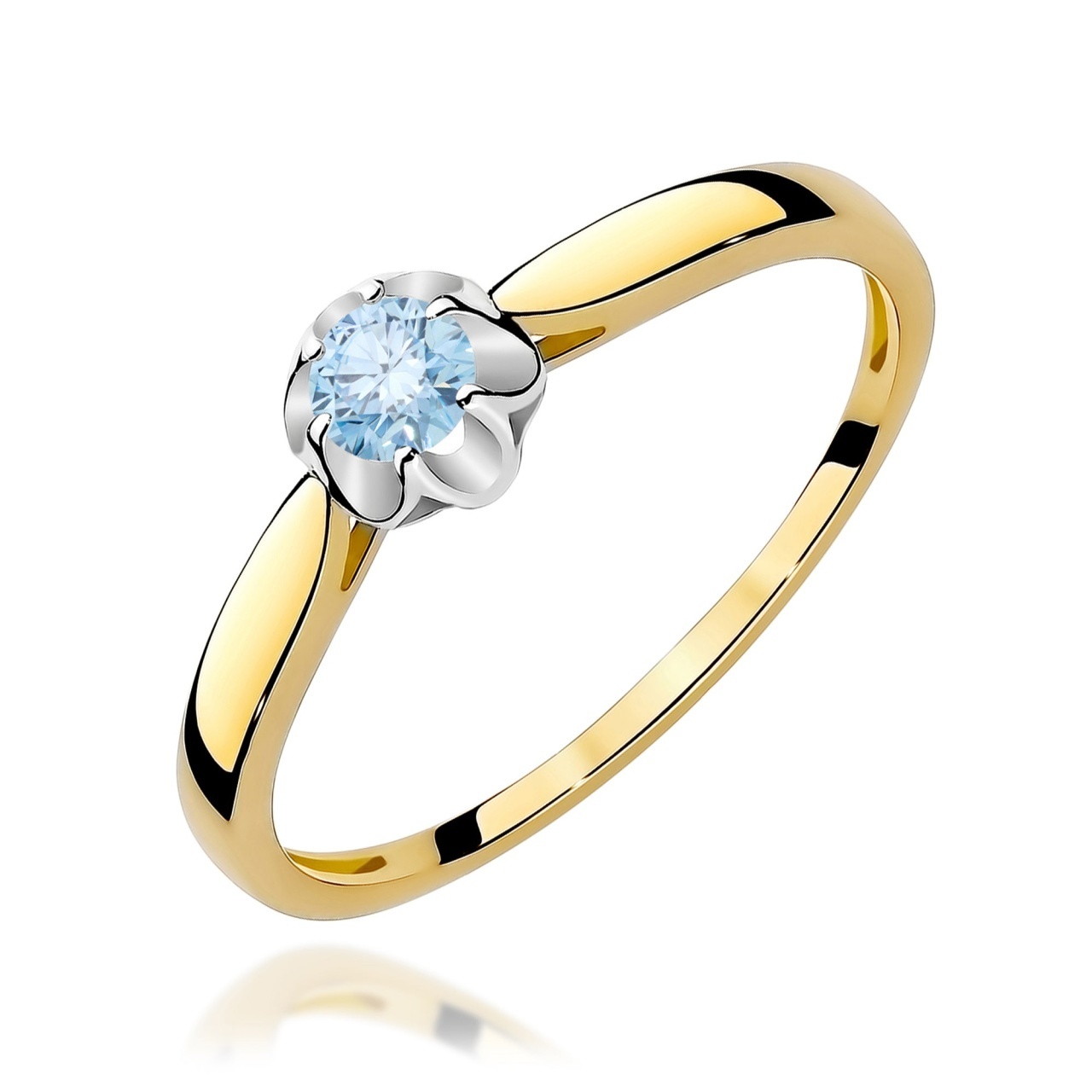 Inel Aur 14K cu Diamant Natural 0.15 ct (Varianta: Galben)