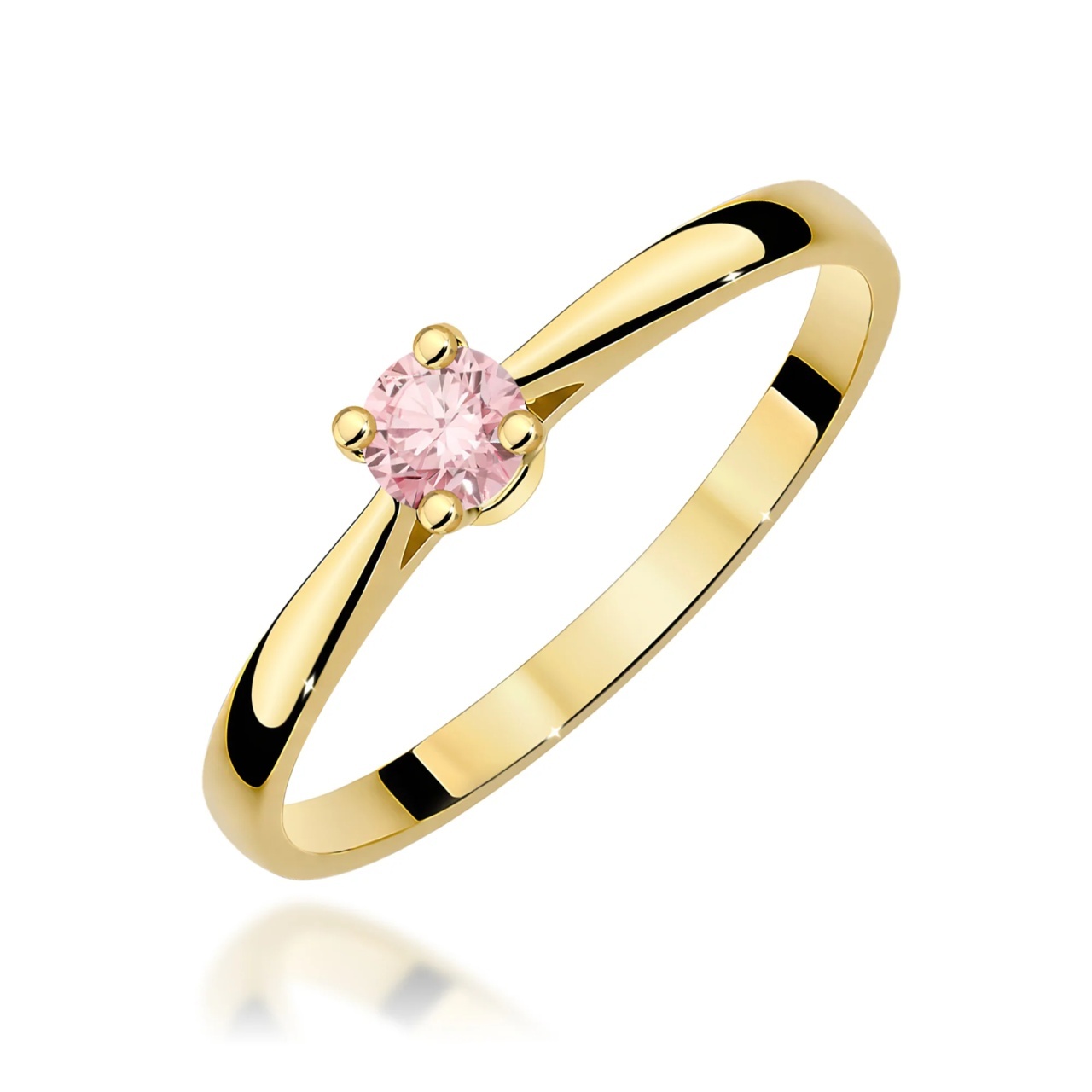 Inel Aur 14K cu Diamant Roz de Laborator 0.15 ct (Varianta: Galben)