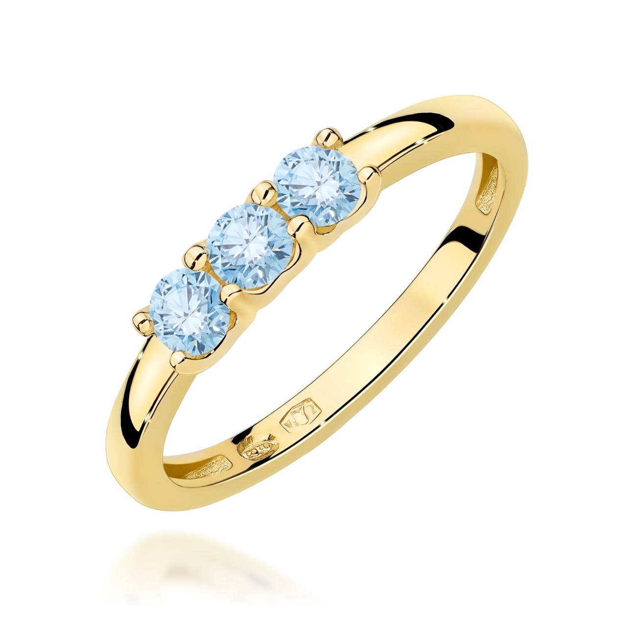 Inel Aur 14K cu Diamante Albastre de Laborator 0.30 ct (Varianta: Galben)