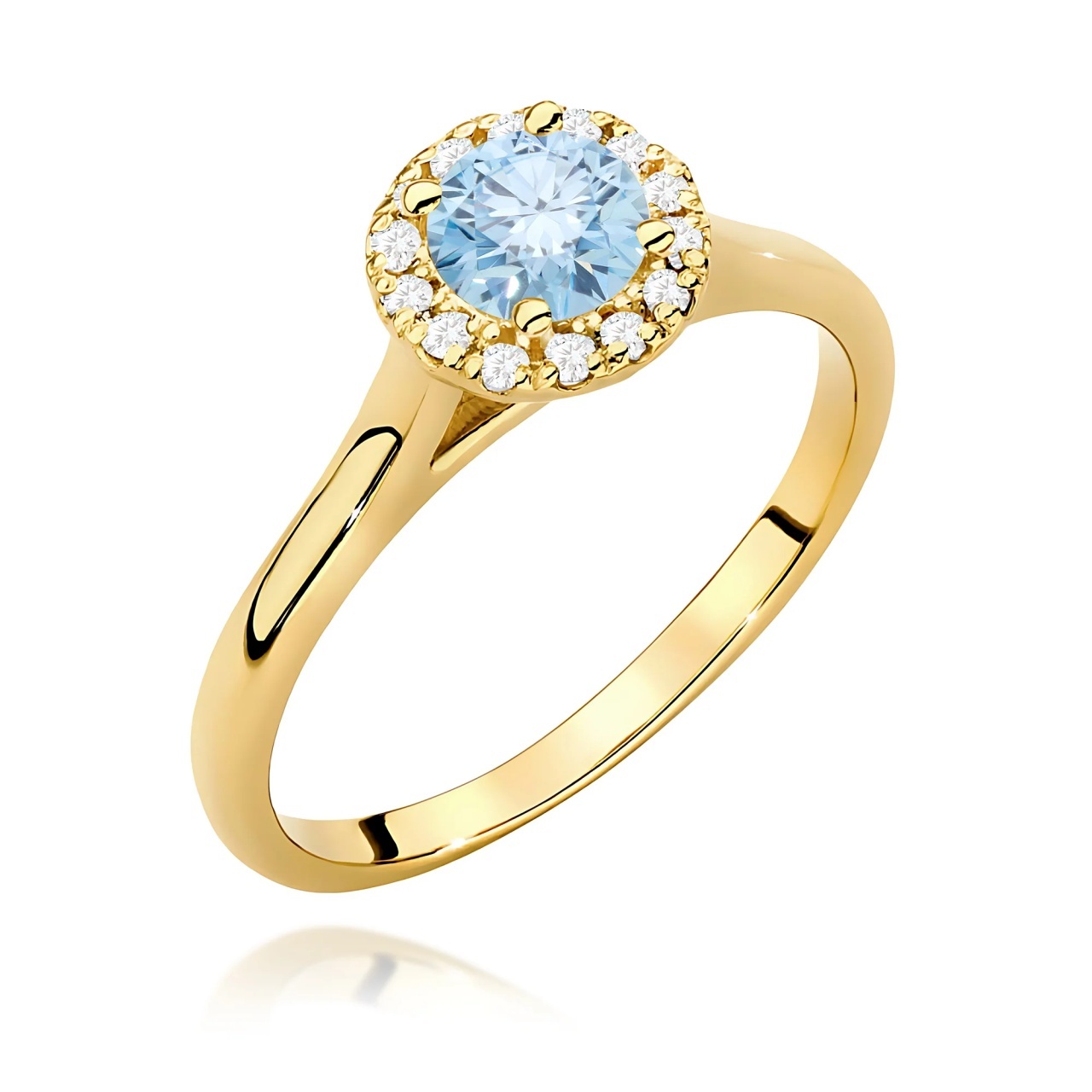 Inel Aur 14K cu Diamante Albastre de Laborator 0.62 ct (Varianta: Galben)