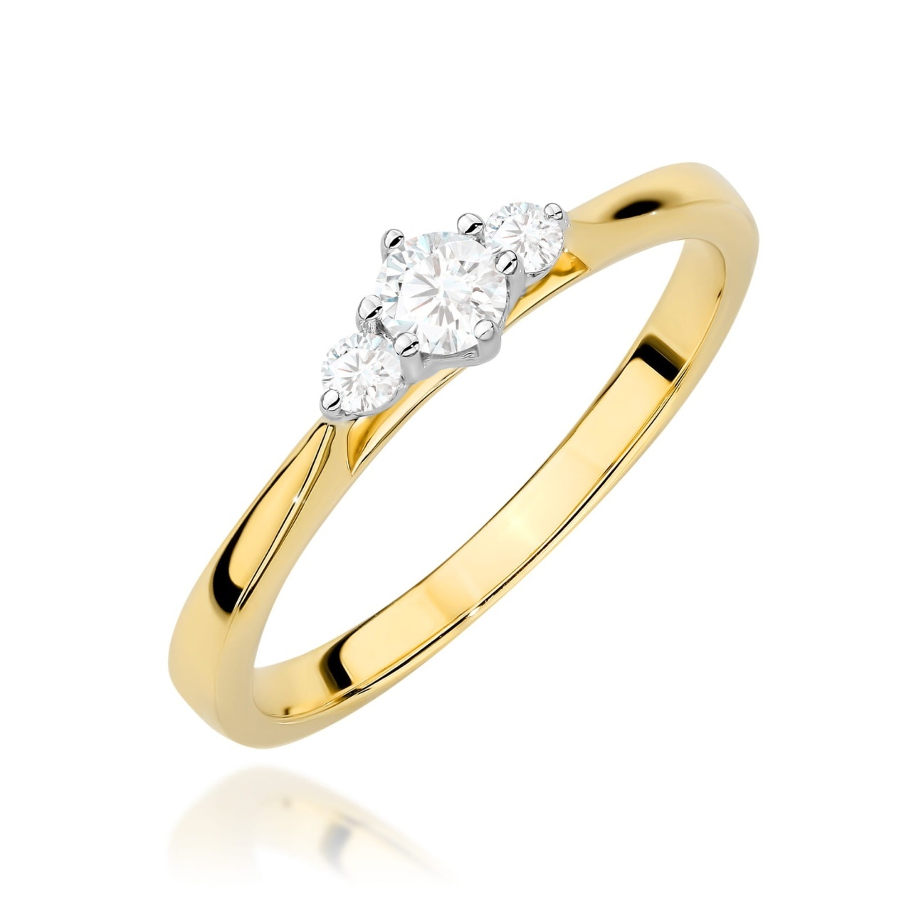 Inel Aur 14K cu Diamante Naturale 0.19 ct (Varianta: Galben)