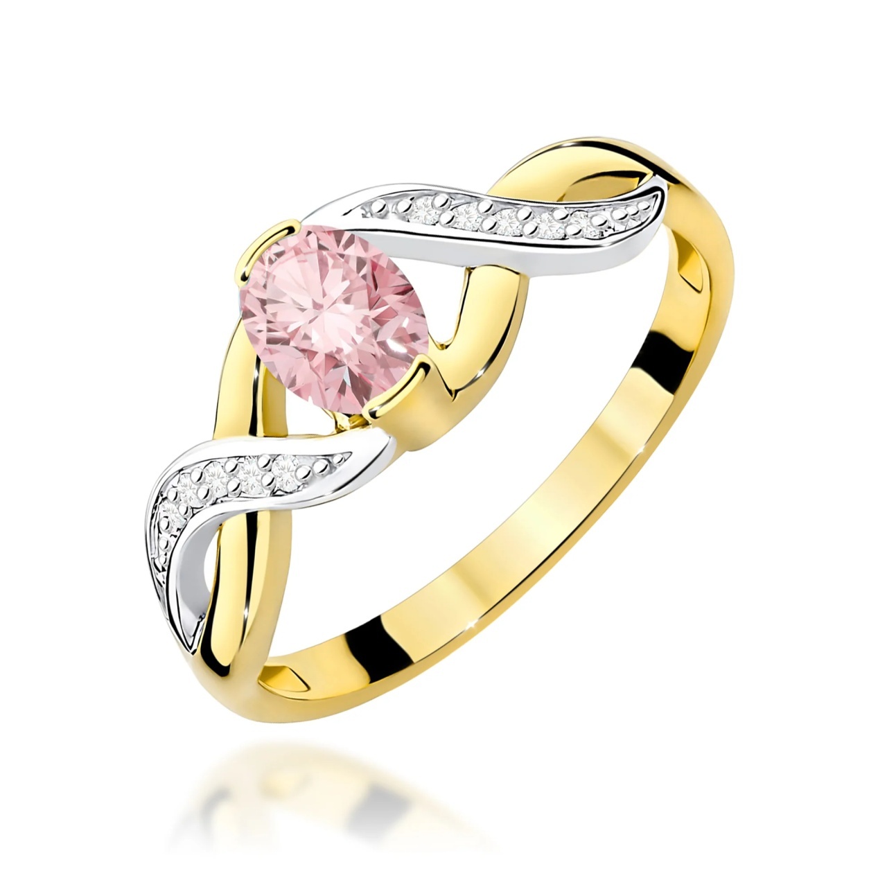 Inel Aur 14K cu Diamante Roz de Laborator 0.55 ct (Varianta: Galben)