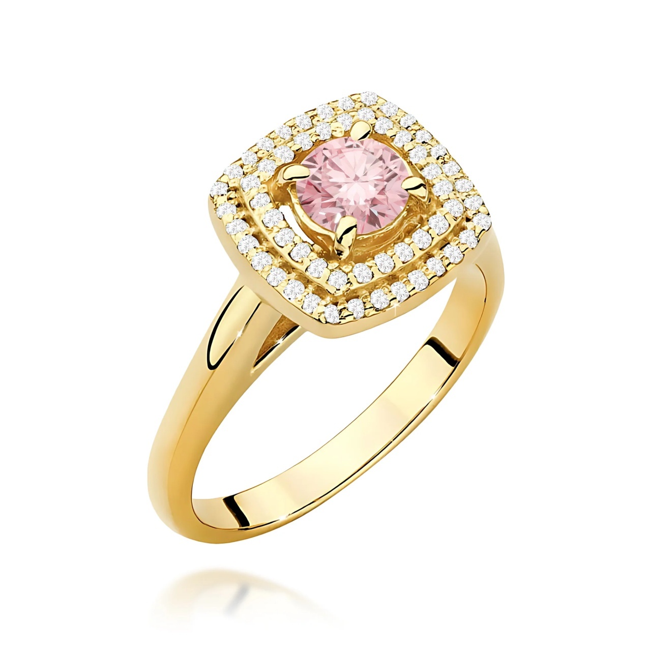 Inel Aur 14K cu Diamante Roz de Laborator 0.78 ct (Varianta: Galben)