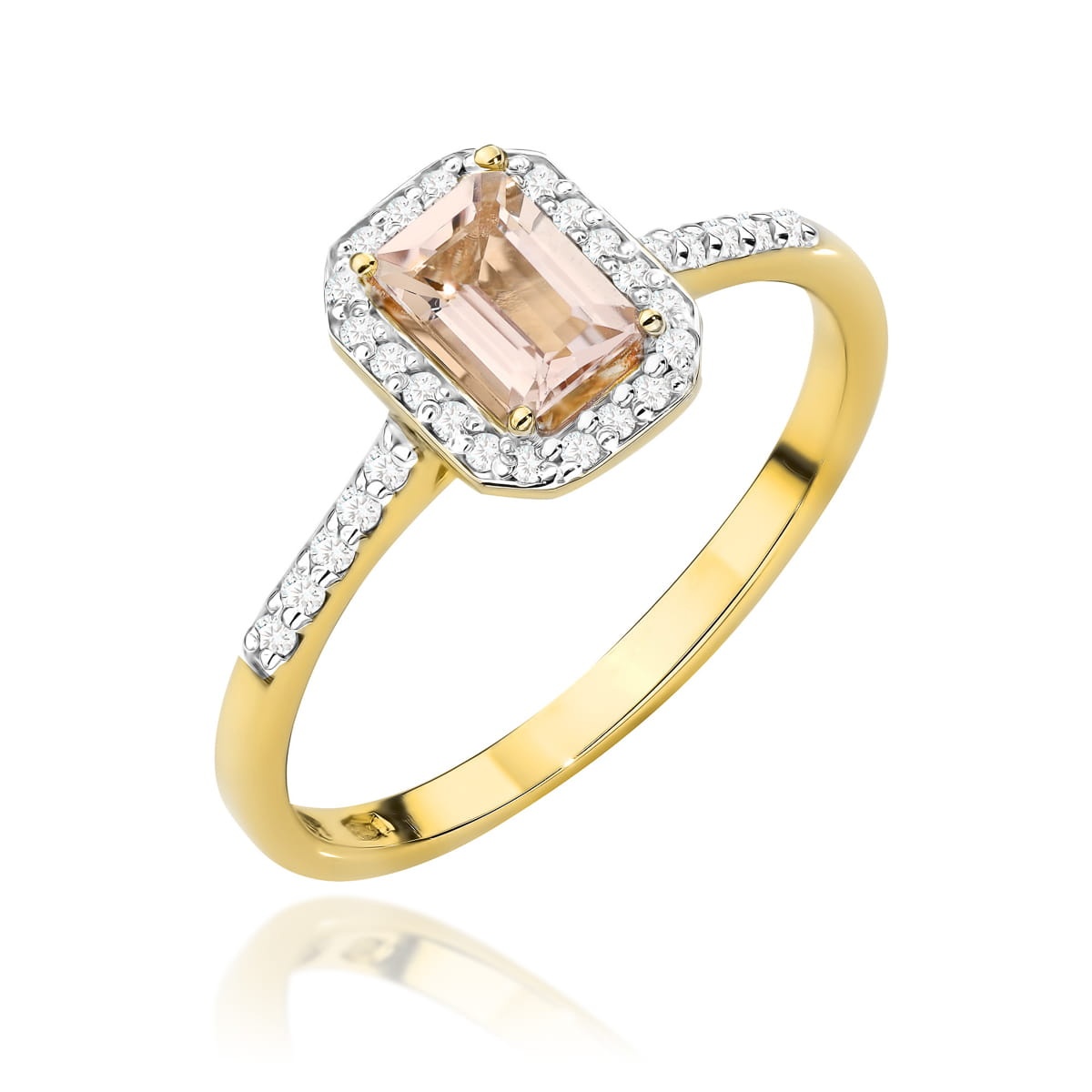 Inel Aur 14K cu Morganit 0.60 ct si Diamante Naturale 0.19 ct (Varianta: Galben)