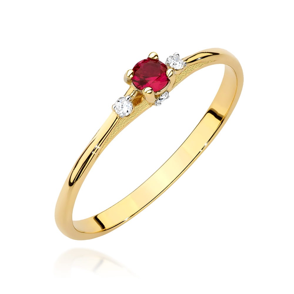 Inel Aur 14K cu Rubin 0.15 ct si Diamante Naturale 0.05 ct (Varianta: Galben)