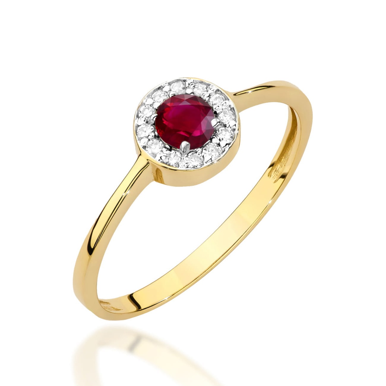 Inel Aur 14K cu Rubin 0.30 ct si Diamante Naturale 0.10 ct (Varianta: Galben)