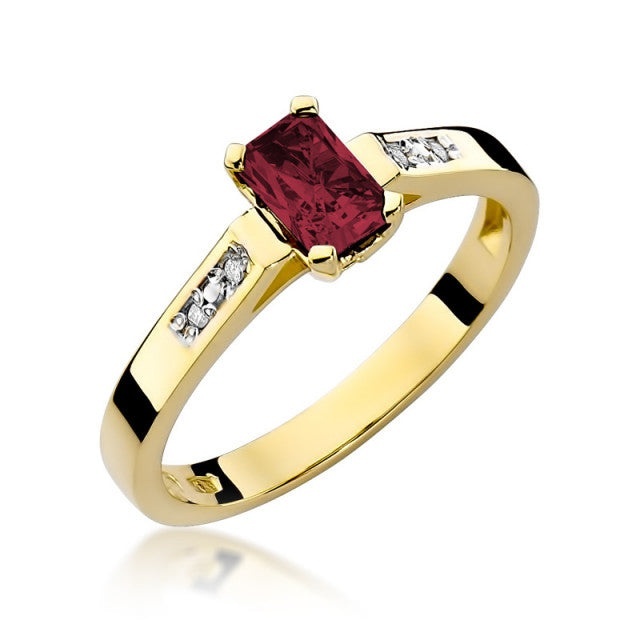 Inel Aur 14K cu Rubin 0.80 ct si Diamante Naturale 0.04 ct (Varianta: Galben)
