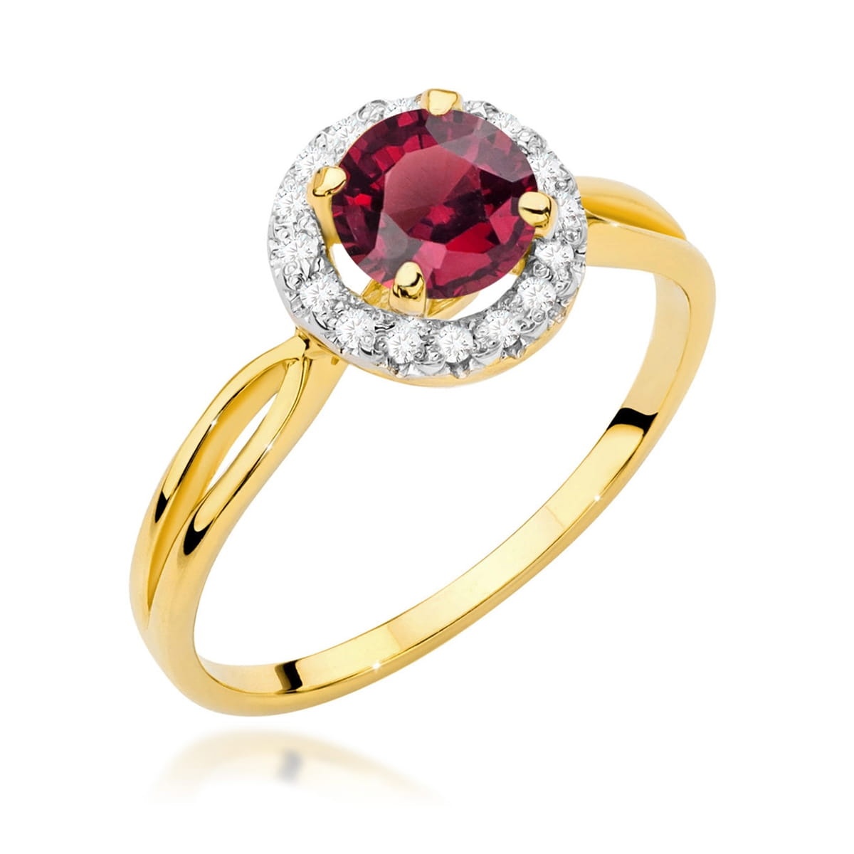 Inel Aur 14K cu Rubin 1.20 ct si Diamante Naturale 0.08 ct (Varianta: Roz)