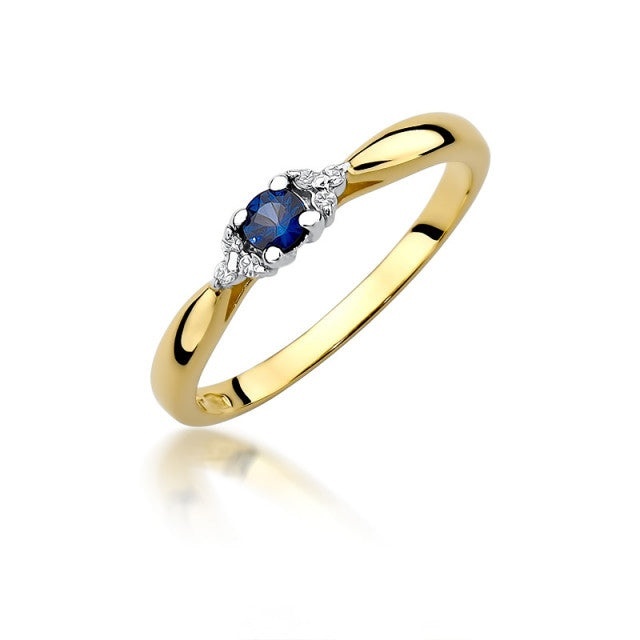 Inel Aur 14K cu Safir 0.15 ct si Diamante Naturale 0.03 ct (Varianta: Galben)
