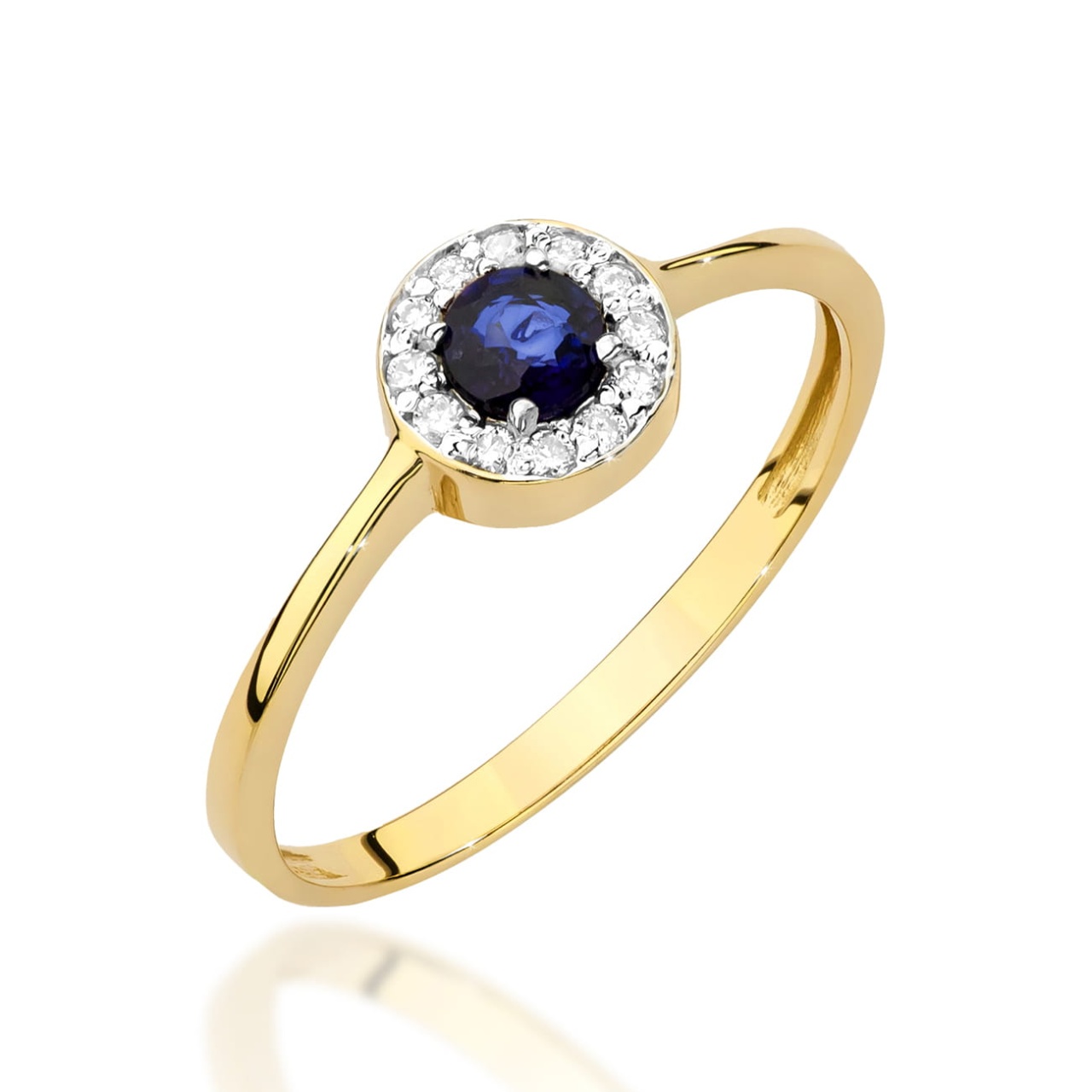 Inel Aur 14K cu Safir 0.30 ct si Diamante Naturale 0.10 ct (Varianta: Galben)