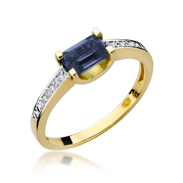 Inel Aur 14K cu Safir 0.60 ct si Diamante Naturale 0.03 ct (Varianta: Galben)