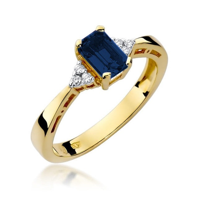 Inel Aur 14K cu Safir 0.60 ct si Diamante Naturale 0.03 ct (Varianta: Galben)