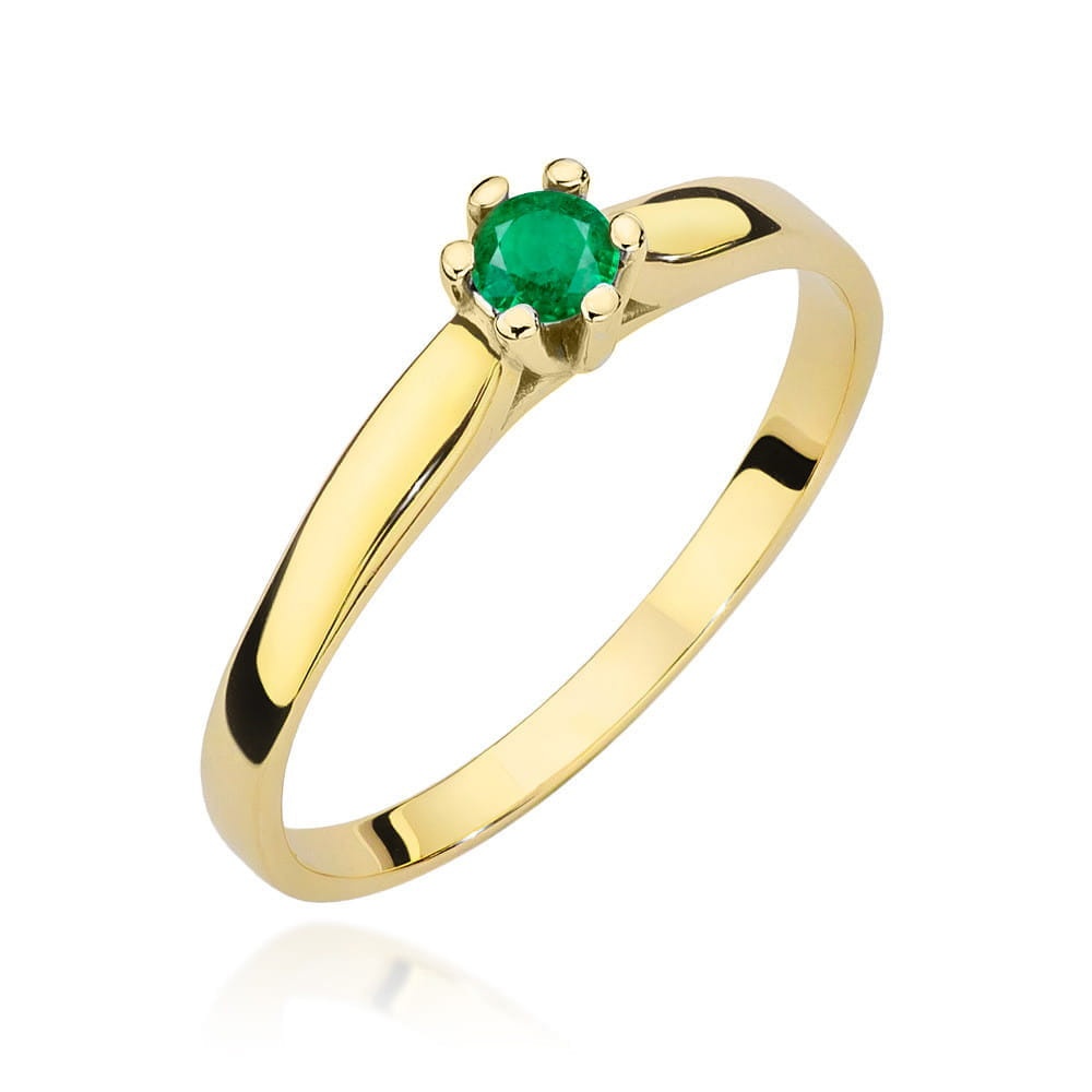 Inel Aur 14K cu Smarald 0.15 ct (Varianta: Galben)